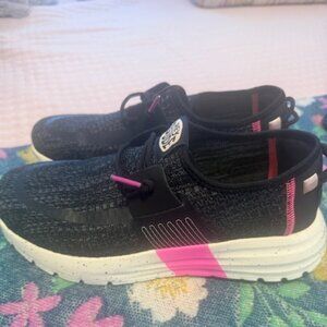 Hey Dude Black / Pink Slip-On Sneaks - Size 9